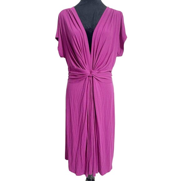 Seraphine Size 14 Maternity Dress Short Sleeve Faux Wrap Ruched Tie Back - Picture 1 of 7